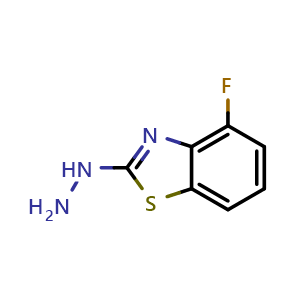 Chemical structure of 4-Fluoro-2-hydrazino-1,3-benzothiazole , CAS 753441-57-5, AChemBlock AD284560