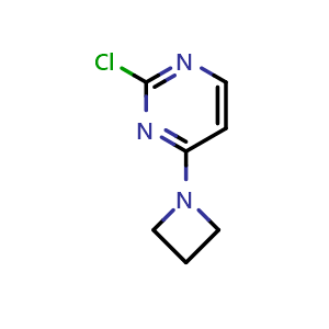 Chemical structure of 4-(Azetidin-1-yl)-2-chloropyrimidine , CAS 954226-57-4, AChemBlock AD284563