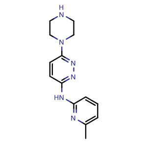 Chemical structure of N-(6-methylpyridin-2-yl)-6-(piperazin-1-yl)pyridazin-3-amine , CAS 1706454-36-5, AChemBlock AD284574