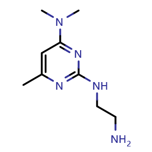 Chemical structure of N2-(2-aminoethyl)-N4,N4,6-trimethylpyrimidine-2,4-diamine , CAS 1706435-51-9, AChemBlock AD284577