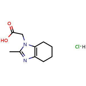 Chemical structure of 2-(2-methyl-4,5,6,7-tetrahydro-1H-1,3-benzodiazol-1-yl)acetic acid hydrochloride , CAS 2310144-69-3, AChemBlock AD284580