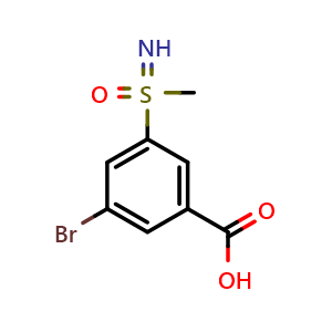 Chemical structure of 3-bromo-5-[imino(methyl)oxo-lambda6-sulfanyl]benzoic acid , CAS 2361974-14-1, AChemBlock AD284586