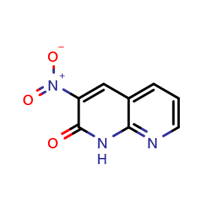 Chemical structure of 3-Nitro-1,8-naphthyridin-2-ol , CAS 5174-89-0, AChemBlock AD284590