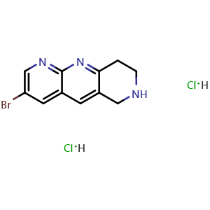 Chemical structure of 3-Bromo-6H,7H,8H,9H-pyrido[2,3-b]1,6-naphthyridine dihydrochloride , CAS 2770629-68-8, AChemBlock AD284591