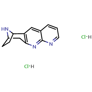 Chemical structure of 7,8,9,10-tetrahydro-6H-6,9-epiminocyclohepta[b][1,8]naphthyridine dihydrochloride , CAS 2741890-66-2, AChemBlock AD284592