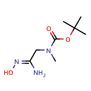 Chemical structure of tert-butyl N-{[(Z)-N'-hydroxycarbamimidoyl]methyl}-N-methylcarbamate , CAS 1009799-44-3, AChemBlock AD284597