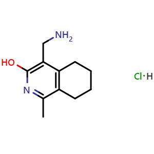 Chemical structure of 4-(aminomethyl)-1-methyl-5,6,7,8-tetrahydroisoquinolin-3-ol hydrochloride , CAS 1802229-21-5, AChemBlock AD284600