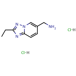 Chemical structure of 1-{2-ethyl-[1,2,4]triazolo[1,5-a]pyridin-6-yl}methanamine dihydrochloride , CAS 2877705-15-0, AChemBlock AD284603