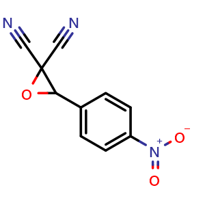Chemical structure of 3-(4-nitrophenyl)oxirane-2,2-dicarbonitrile , CAS 34559-52-9, AChemBlock AD284607