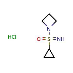 Chemical structure of 1-(cyclopropanesulfonimidoyl)azetidine hydrochloride , CAS 3081979-64-5, AChemBlock AD284613