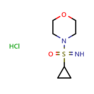 Chemical structure of 4-(cyclopropanesulfonimidoyl)morpholine hydrochloride , CAS 3081979-71-4, AChemBlock AD284618