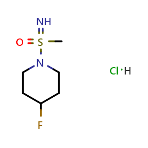 Chemical structure of 4-fluoro-1-(S-methylsulfonimidoyl)piperidine hydrochloride , CAS 3081979-57-6, AChemBlock AD284622