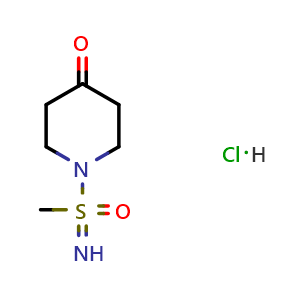 Chemical structure of 1-[imino(methyl)oxo-lambda6-sulfanyl]piperidin-4-one hydrochloride , CAS 3081979-73-6, AChemBlock AD284623