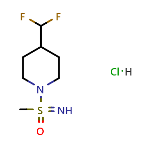 Chemical structure of 4-(difluoromethyl)-1-(S-methylsulfonimidoyl)piperidine hydrochloride , CAS 3081979-74-7, AChemBlock AD284624