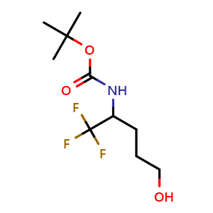 Chemical structure of tert-Butyl N-(1,1,1-trifluoro-5-hydroxypentan-2-yl)carbamate , CAS 3054591-68-0, AChemBlock AD284628