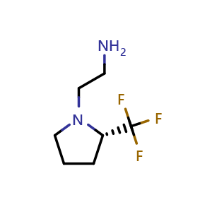 Chemical structure of 2-[(2S)-2-(trifluoromethyl)pyrrolidin-1-yl]ethan-1-amine , CAS 2045195-24-0, AChemBlock AD284632