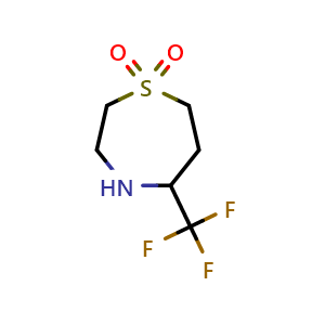 Chemical structure of 5-(Trifluoromethyl)-1lambda6,4-thiazepane-1,1-dione , CAS 3066778-91-1, AChemBlock AD284635