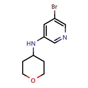 Chemical structure of 5-Bromo-N-(oxan-4-yl)pyridin-3-amine , CAS 1566276-94-5, AChemBlock AD284638