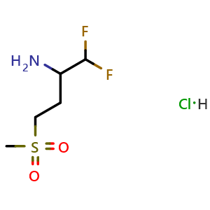 Chemical structure of 1,1-difluoro-4-methanesulfonylbutan-2-amine hydrochloride , CAS 3085375-95-4, AChemBlock AD284650