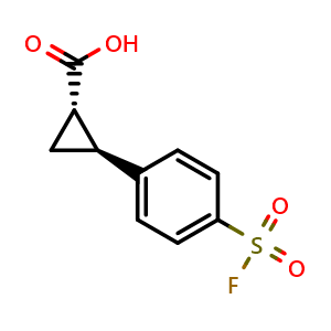 Chemical structure of (1S,2S)-2-[4-(fluorosulfonyl)phenyl]cyclopropane-1-carboxylic acid , CAS 3085376-00-4, AChemBlock AD284664