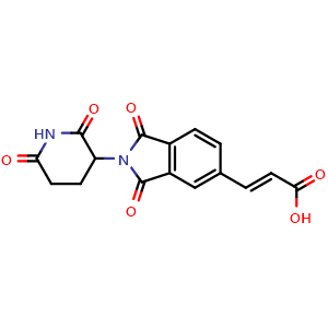 Chemical structure of (2E)-3-[2-(2,6-Dioxopiperidin-3-yl)-1,3-dioxo-2,3-dihydro-1H-isoindol-5-yl]prop-2-enoic acid , CAS 2229976-12-7, AChemBlock AD284665