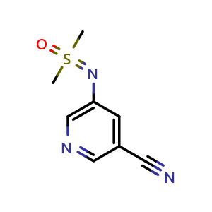 Chemical structure of 5-{[dimethyl(oxo)-lambda6-sulfanylidene]amino}pyridine-3-carbonitrile , CAS 3081979-62-3, AChemBlock AD284672
