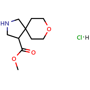 Chemical structure of Methyl 8-oxa-2-azaspiro[4.5]decane-4-carboxylate hydrochloride , CAS 2155855-02-8, AChemBlock AD284676