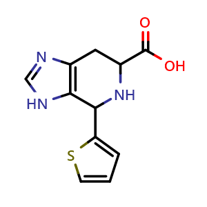 Chemical structure of 4-(2-Thienyl)-4,5,6,7-tetrahydro-3H-imidazo[4,5-c]pyridine-6-carboxylic acid , CAS 1030285-35-8, AChemBlock AD284680