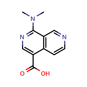 Chemical structure of 1-(dimethylamino)-2,7-naphthyridine-4-carboxylic acid , CAS 3081979-89-4, AChemBlock AD284685