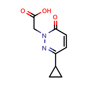 Chemical structure of 2-(3-cyclopropyl-6-oxopyridazin-1(6H)-yl)acetic acid , CAS 1935936-86-9, AChemBlock AD284692