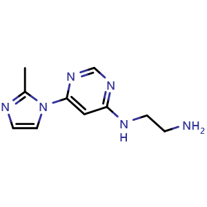 Chemical structure of N1-[6-(2-methyl-1H-imidazol-1-yl)pyrimidin-4-yl]ethane-1,2-diamine , CAS 3085375-92-1, AChemBlock AD284697