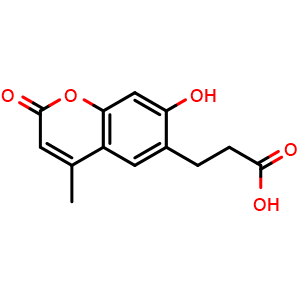 Chemical structure of 3-(7-Hydroxy-4-methyl-2-oxo-2H-chromen-6-yl)propanoic acid , CAS 65210-82-4, AChemBlock AD284698
