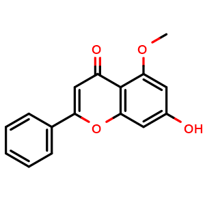 Chemical structure of 7-Hydroxy-5-methoxy-2-phenyl-4H-chromen-4-one , CAS 33554-47-1, AChemBlock AD284699