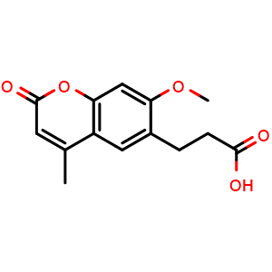 Chemical structure of 3-(7-Methoxy-4-methyl-2-oxo-2H-chromen-6-yl)propanoic acid , CAS 929339-05-9, AChemBlock AD284700