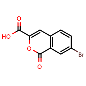 Chemical structure of 7-bromo-1-oxo-1H-isochromene-3-carboxylic acid , CAS 56661-79-1, AChemBlock AD284702
