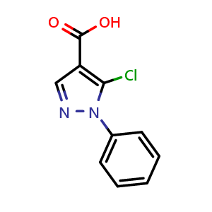 Chemical structure of 5-Chloro-1-phenyl-1H-pyrazole-4-carboxylic acid , CAS 54367-64-5, AChemBlock AD284703