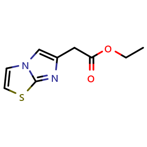 Chemical structure of Ethyl 2-{imidazo[2,1-b][1,3]thiazol-6-yl}acetate , CAS 57332-73-7, AChemBlock AD284705