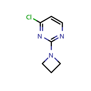 Chemical structure of 2-(azetidin-1-yl)-4-chloropyrimidine , CAS 2059953-80-7, AChemBlock AD284712