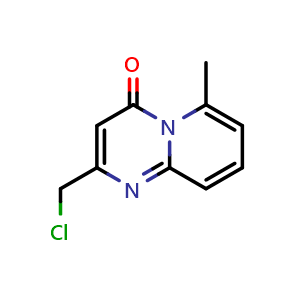 Chemical structure of 2-(chloromethyl)-6-methyl-4H-pyrido[1,2-a]pyrimidin-4-one , CAS 87591-74-0, AChemBlock AD284719
