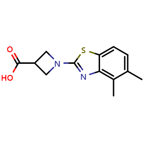 Chemical structure of 1-(4,5-dimethyl-1,3-benzothiazol-2-yl)azetidine-3-carboxylic acid , CAS 1283108-31-5, AChemBlock AD284721