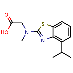 Chemical structure of N-(4-isopropyl-1,3-benzothiazol-2-yl)-N-methylglycine , CAS 1353000-12-0, AChemBlock AD284723
