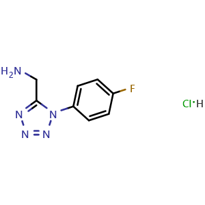Chemical structure of {[1-(4-Fluorophenyl)-1H-tetrazol-5-yl]methyl}amine hydrochloride , CAS 1177290-00-4, AChemBlock AD284726
