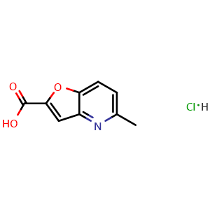 Chemical structure of 5-methylfuro[3,2-b]pyridine-2-carboxylic acid hydrochloride , CAS 66497-44-7, AChemBlock AD284727