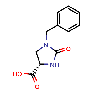 Chemical structure of (S)-1-Benzyl-2-oxoimidazolidine-4-carboxylic acid , CAS 107747-03-5, AChemBlock AD284731