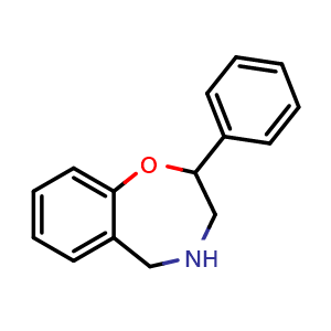 Chemical structure of 2-phenyl-2,3,4,5-tetrahydrobenzo[f][1,4]oxazepine , CAS 10004-03-2, AChemBlock AD284732