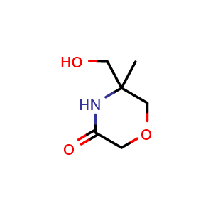 Chemical structure of 5-(hydroxymethyl)-5-methylmorpholin-3-one , CAS 1004-59-7, AChemBlock AD284733
