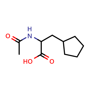Chemical structure of 3-cyclopentyl-2-acetamidopropanoic acid , CAS 99189-63-6, AChemBlock AD284738