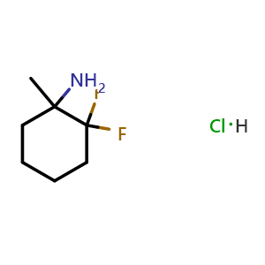 Chemical structure of 2,2-difluoro-1-methylcyclohexan-1-amine hydrochloride , CAS 2097980-40-8, AChemBlock AD284739