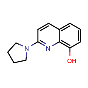 Chemical structure of 2-Pyrrolidin-1-ylquinolin-8-ol , CAS 941868-37-7, AChemBlock AD284745