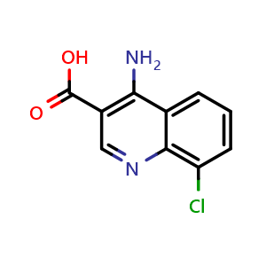 Chemical structure of 4-Amino-8-chloroquinoline-3-carboxylic acid , CAS 955328-22-0, AChemBlock AD284746